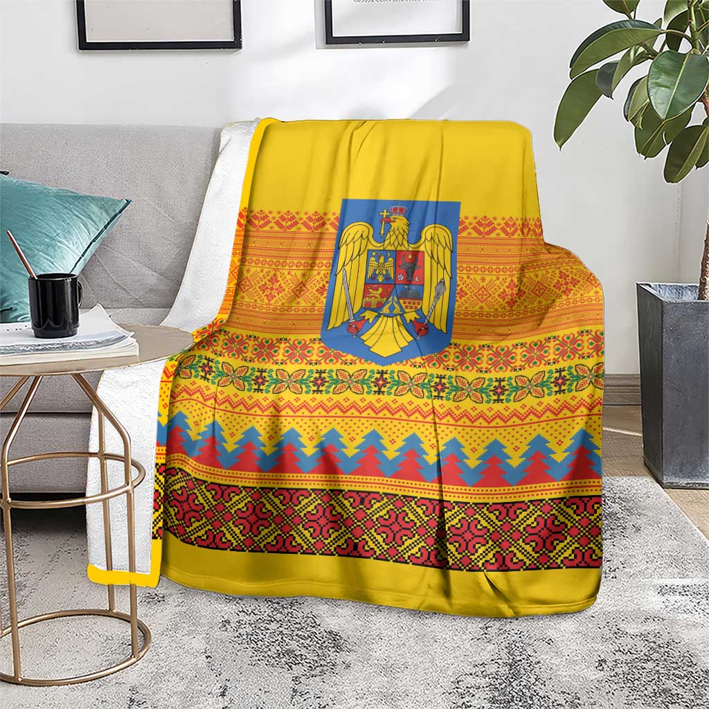 Romania Merry Christmas Blanket Romania Emblem Traditional Folk Art - Wonder Print Shop