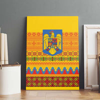 Romania Merry Christmas Canvas Wall Art Romania Emblem Traditional Folk Art - Wonder Print Shop