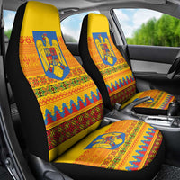 Romania Merry Christmas Car Seat Cover Romania Emblem Traditional Folk Art - Wonder Print Shop