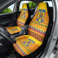 Romania Merry Christmas Car Seat Cover Romania Emblem Traditional Folk Art - Wonder Print Shop