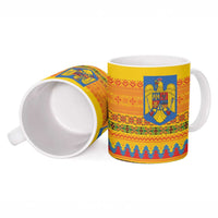 Romania Merry Christmas Ceramic Mug Romania Emblem Traditional Folk Art - Wonder Print Shop