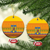 Romania Merry Christmas Ceramic Ornament Romania Emblem Traditional Folk Art - Wonder Print Shop