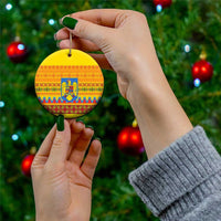 Romania Merry Christmas Ceramic Ornament Romania Emblem Traditional Folk Art - Wonder Print Shop