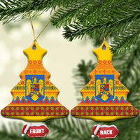 Romania Merry Christmas Ceramic Ornament Romania Emblem Traditional Folk Art - Wonder Print Shop