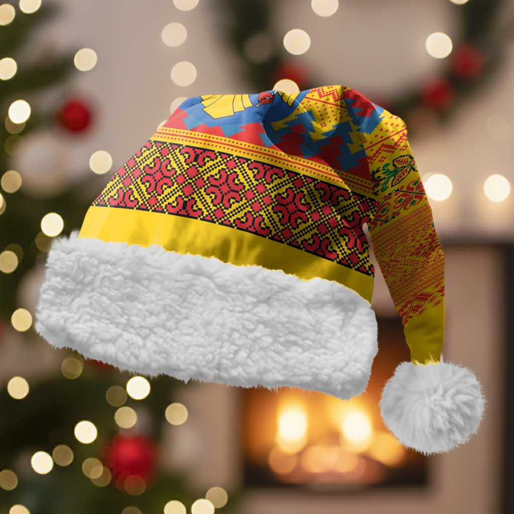 Romania Merry Christmas Santa Hat Romania Emblem Traditional Folk Art - Wonder Print Shop