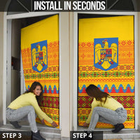 Romania Merry Christmas Door Cover Romania Emblem Traditional Folk Art - Wonder Print Shop