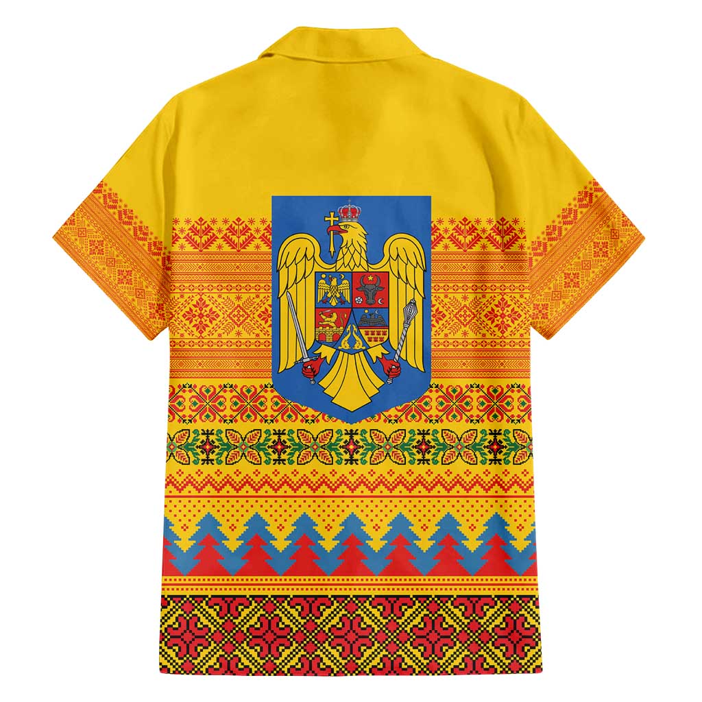Romania Merry Christmas Family Matching Long Sleeve Bodycon Dress and Hawaiian Shirt Romania Emblem Traditional Folk Art - Wonder Print Shop