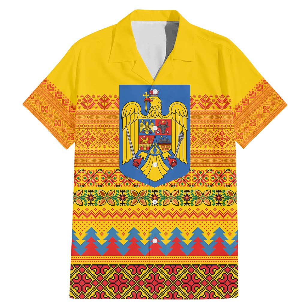 Romania Merry Christmas Family Matching Mermaid Dress and Hawaiian Shirt Romania Emblem Traditional Folk Art - Wonder Print Shop