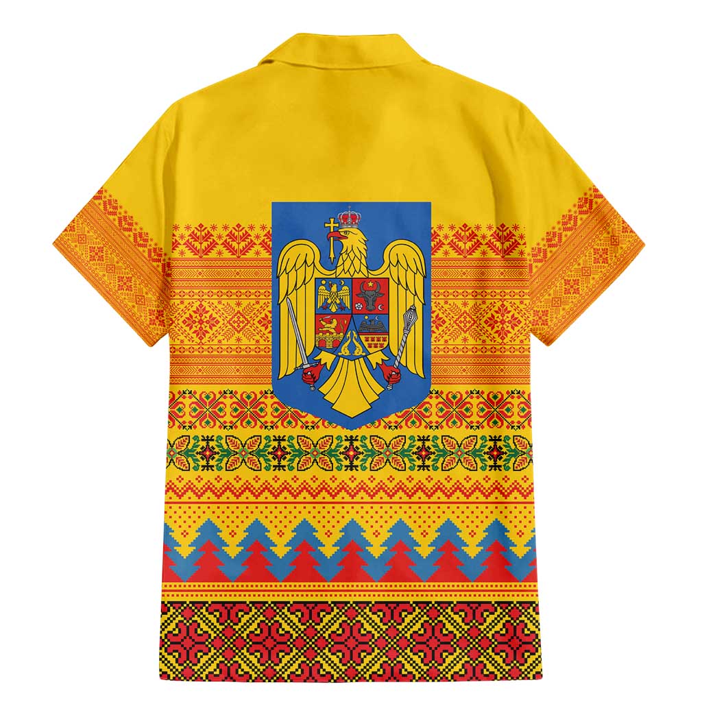 Romania Merry Christmas Family Matching Mermaid Dress and Hawaiian Shirt Romania Emblem Traditional Folk Art - Wonder Print Shop