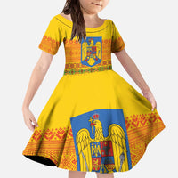 Romania Merry Christmas Family Matching Off The Shoulder Long Sleeve Dress and Hawaiian Shirt Romania Emblem Traditional Folk Art - Wonder Print Shop
