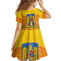 Romania Merry Christmas Family Matching Off The Shoulder Long Sleeve Dress and Hawaiian Shirt Romania Emblem Traditional Folk Art - Wonder Print Shop