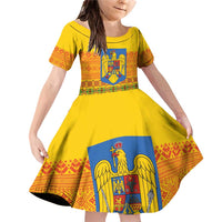 Romania Merry Christmas Family Matching Off Shoulder Short Dress and Hawaiian Shirt Romania Emblem Traditional Folk Art - Wonder Print Shop