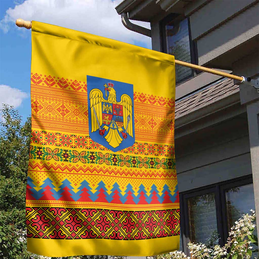 Romania Merry Christmas Garden Flag Romania Emblem Traditional Folk Art - Wonder Print Shop