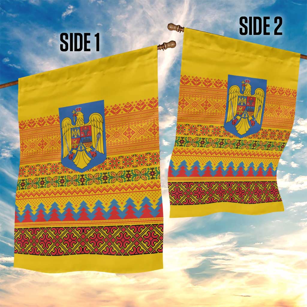 Romania Merry Christmas Garden Flag Romania Emblem Traditional Folk Art - Wonder Print Shop