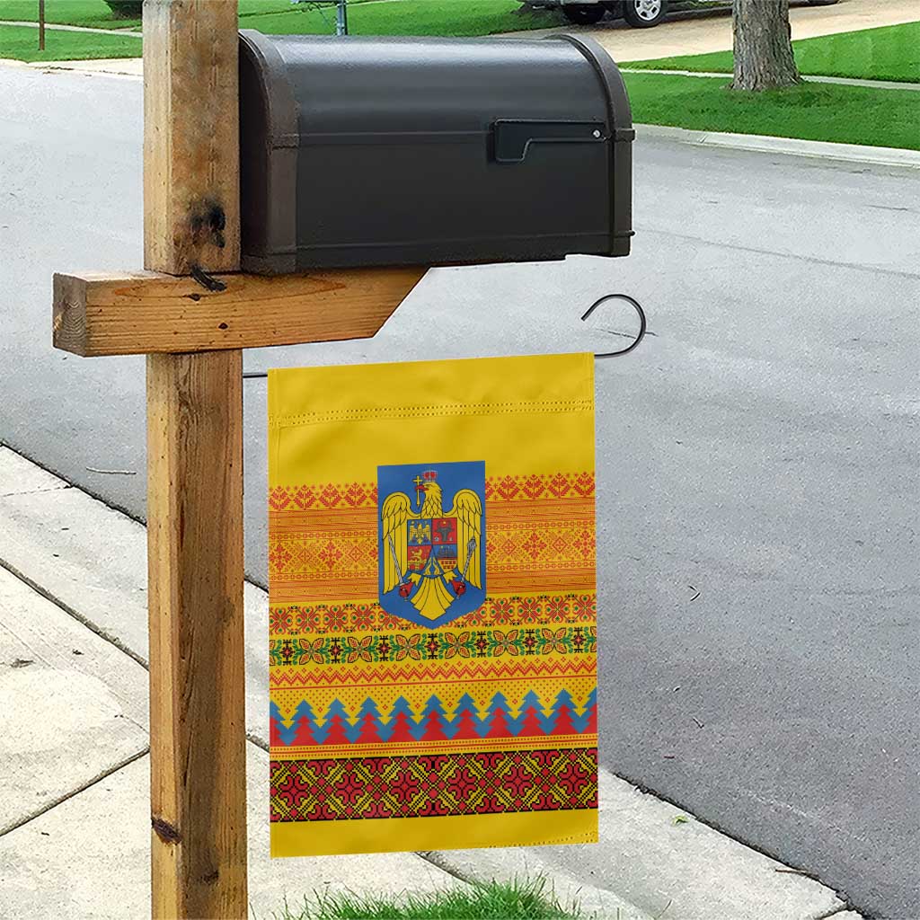 Romania Merry Christmas Garden Flag Romania Emblem Traditional Folk Art - Wonder Print Shop