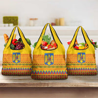 Romania Merry Christmas Grocery Bag Romania Emblem Traditional Folk Art - Wonder Print Shop