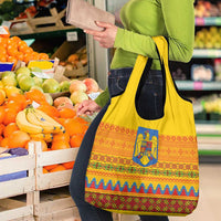 Romania Merry Christmas Grocery Bag Romania Emblem Traditional Folk Art - Wonder Print Shop