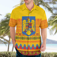 Romania Merry Christmas Hawaiian Shirt Romania Emblem Traditional Folk Art - Wonder Print Shop