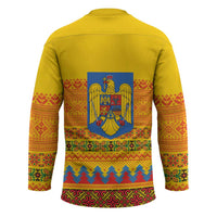 Romania Merry Christmas Hockey Jersey Romania Emblem Traditional Folk Art - Wonder Print Shop
