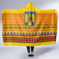 Romania Merry Christmas Hooded Blanket Romania Emblem Traditional Folk Art - Wonder Print Shop
