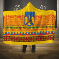 Romania Merry Christmas Hooded Blanket Romania Emblem Traditional Folk Art - Wonder Print Shop