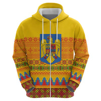 Romania Merry Christmas Hoodie Romania Emblem Traditional Folk Art - Wonder Print Shop