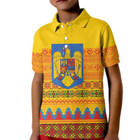 Romania Merry Christmas Kid Polo Shirt Romania Emblem Traditional Folk Art - Wonder Print Shop