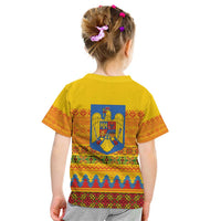Romania Merry Christmas Kid T Shirt Romania Emblem Traditional Folk Art - Wonder Print Shop