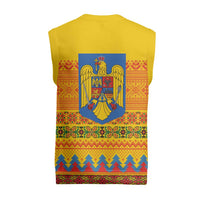 Romania Merry Christmas Knitted V-Neck Vest Romania Emblem Traditional Folk Art - Wonder Print Shop