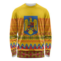 Romania Merry Christmas Long Sleeve Shirt Romania Emblem Traditional Folk Art - Wonder Print Shop