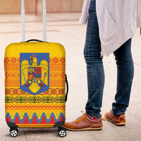 Romania Merry Christmas Luggage Cover Romania Emblem Traditional Folk Art - Wonder Print Shop