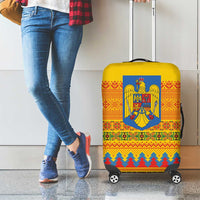 Romania Merry Christmas Luggage Cover Romania Emblem Traditional Folk Art - Wonder Print Shop