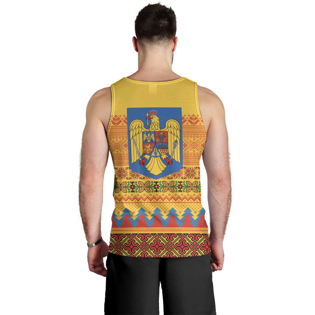 Romania Merry Christmas Men Tank Top Romania Emblem Traditional Folk Art - Wonder Print Shop