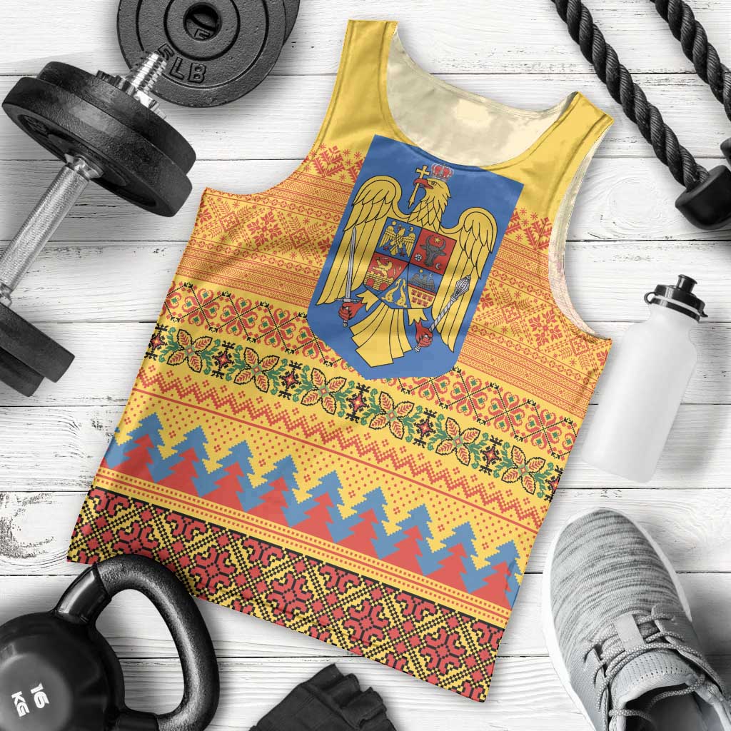 Romania Merry Christmas Men Tank Top Romania Emblem Traditional Folk Art - Wonder Print Shop