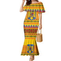 Romania Merry Christmas Mermaid Dress Romania Emblem Traditional Folk Art - Wonder Print Shop