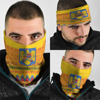 Romania Merry Christmas Neck Gaiter Romania Emblem Traditional Folk Art - Wonder Print Shop