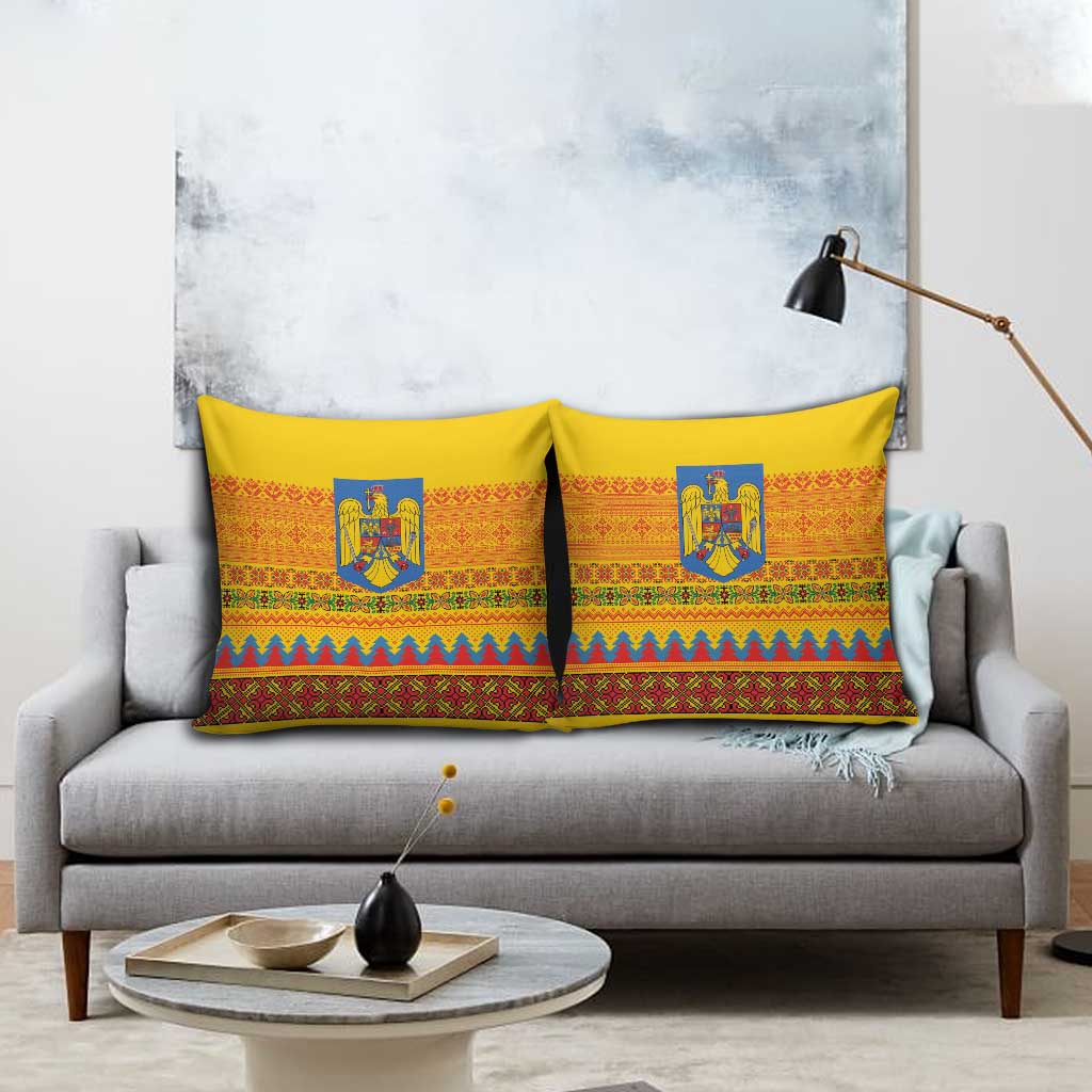 Romania Merry Christmas Pillow Cover Romania Emblem Traditional Folk Art - Wonder Print Shop