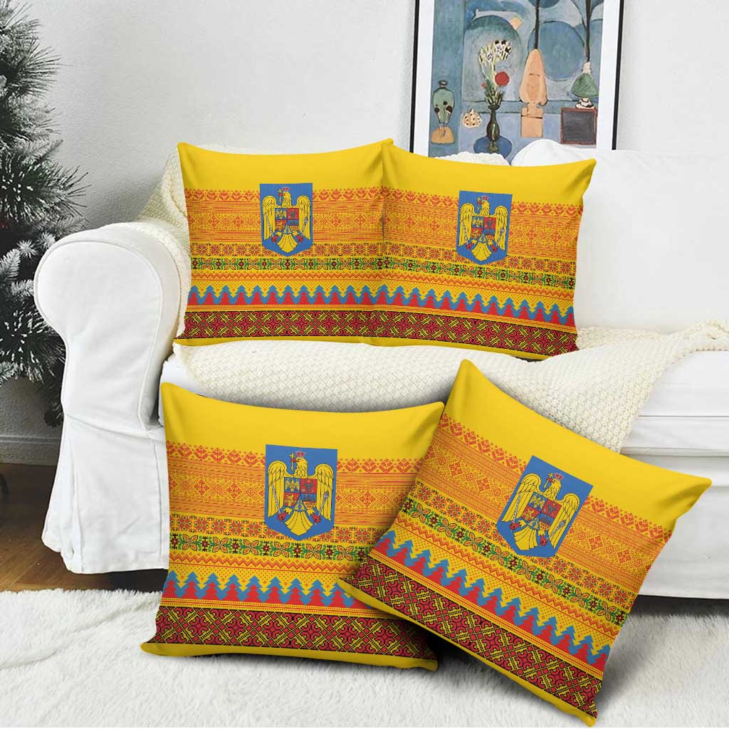 Romania Merry Christmas Pillow Cover Romania Emblem Traditional Folk Art - Wonder Print Shop