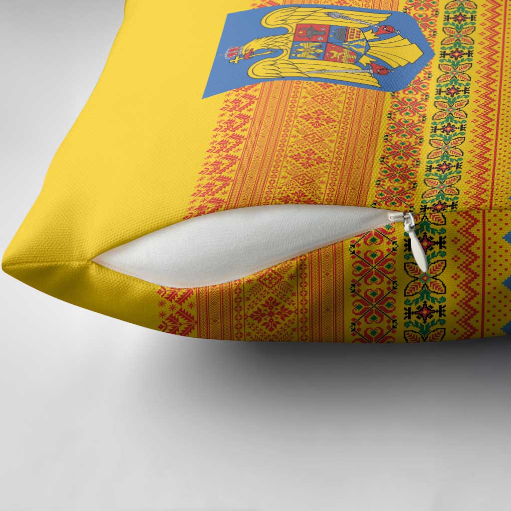 Romania Merry Christmas Pillow Cover Romania Emblem Traditional Folk Art - Wonder Print Shop
