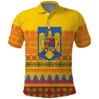 Romania Merry Christmas Polo Shirt Romania Emblem Traditional Folk Art - Wonder Print Shop