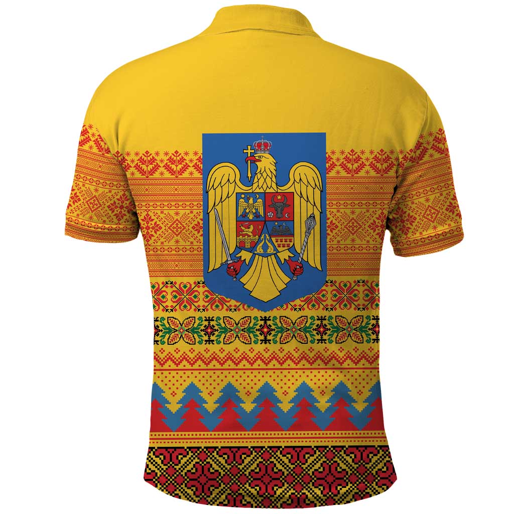 Romania Merry Christmas Polo Shirt Romania Emblem Traditional Folk Art - Wonder Print Shop