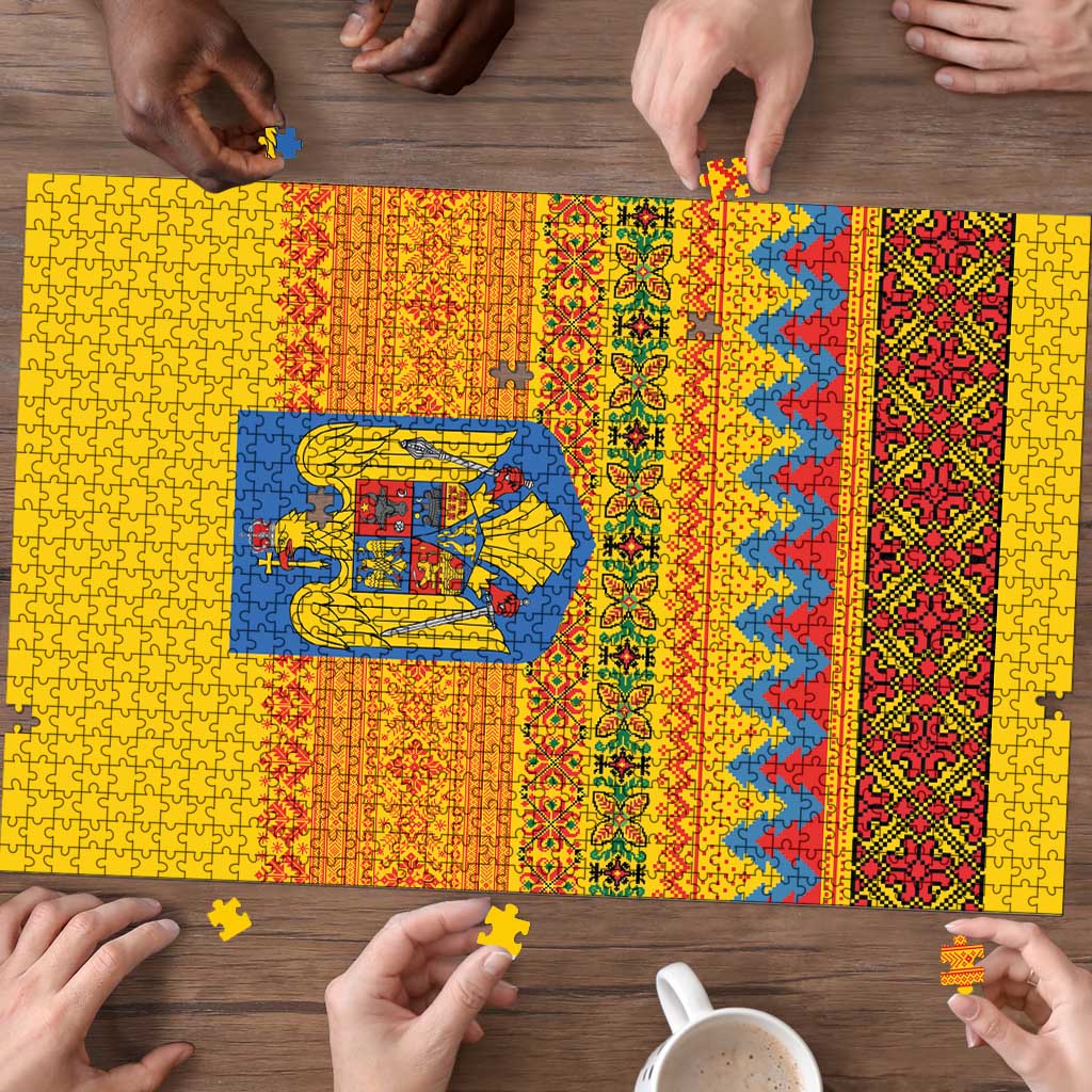 Romania Merry Christmas Puzzle Romania Emblem Traditional Folk Art - Wonder Print Shop