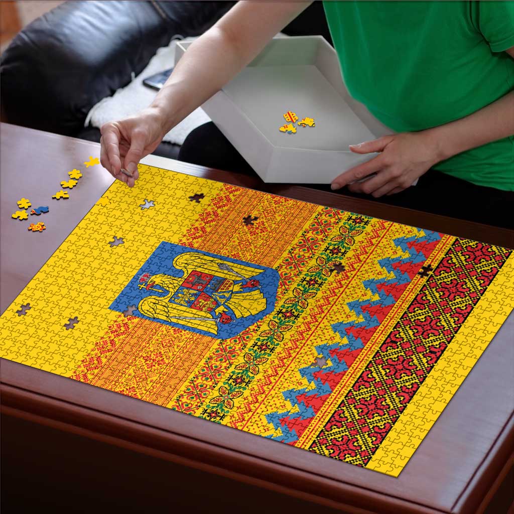 Romania Merry Christmas Puzzle Romania Emblem Traditional Folk Art - Wonder Print Shop