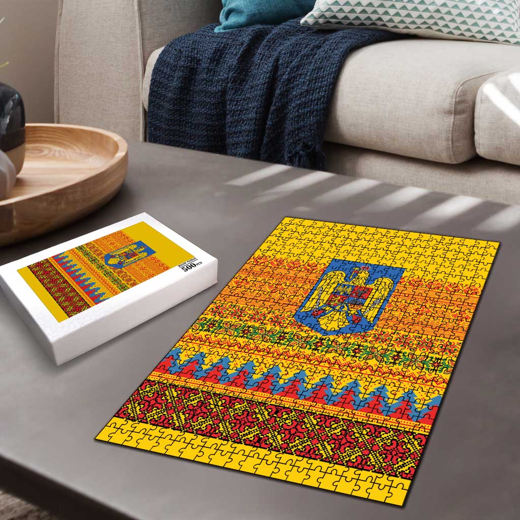 Romania Merry Christmas Puzzle Romania Emblem Traditional Folk Art - Wonder Print Shop