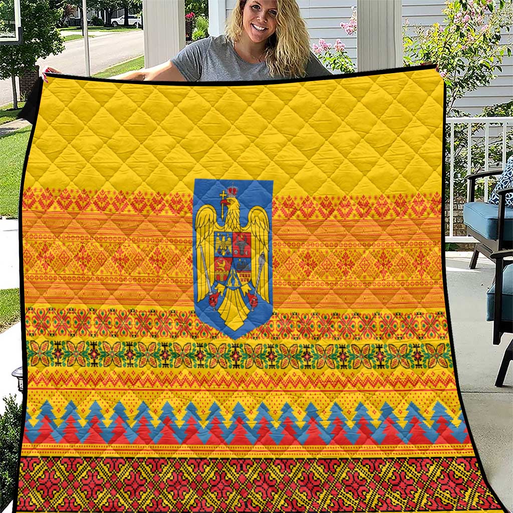 Romania Merry Christmas Quilt Romania Emblem Traditional Folk Art - Wonder Print Shop