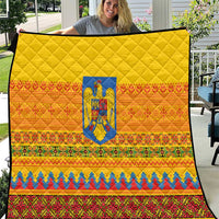 Romania Merry Christmas Quilt Romania Emblem Traditional Folk Art - Wonder Print Shop