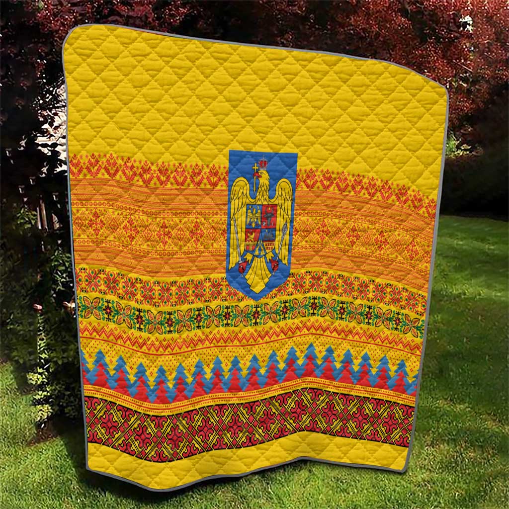 Romania Merry Christmas Quilt Romania Emblem Traditional Folk Art - Wonder Print Shop