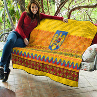 Romania Merry Christmas Quilt Romania Emblem Traditional Folk Art - Wonder Print Shop