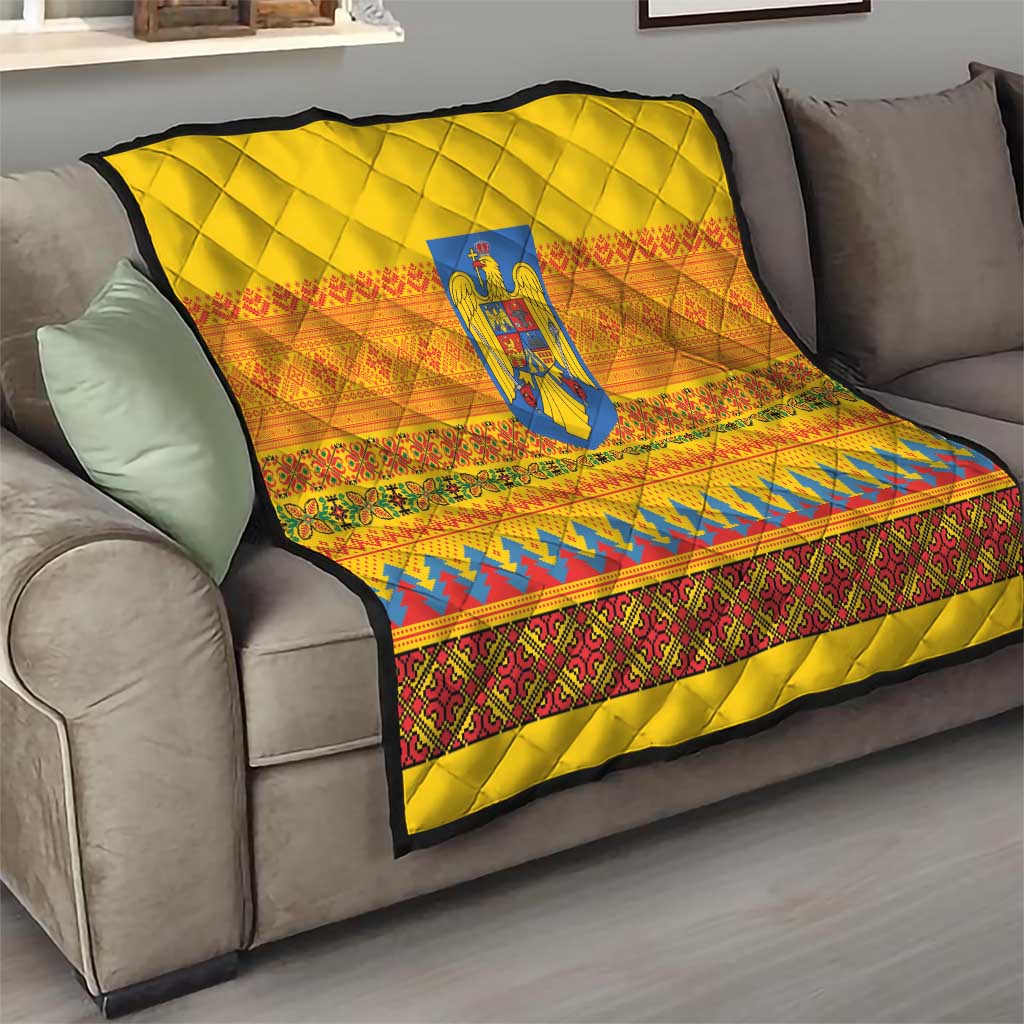 Romania Merry Christmas Quilt Romania Emblem Traditional Folk Art - Wonder Print Shop