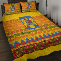 Romania Merry Christmas Quilt Bed Set Romania Emblem Traditional Folk Art - Wonder Print Shop